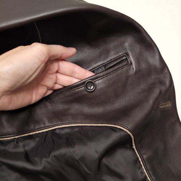 Banana Republic Mens Leather Jacket Size XL Dark Brown Color - Picture 7 of 11